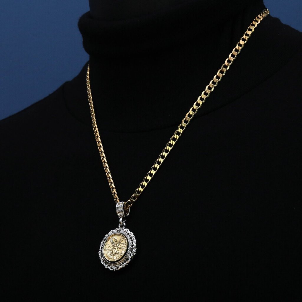 14k Mens Two Tone Silver Necklace
